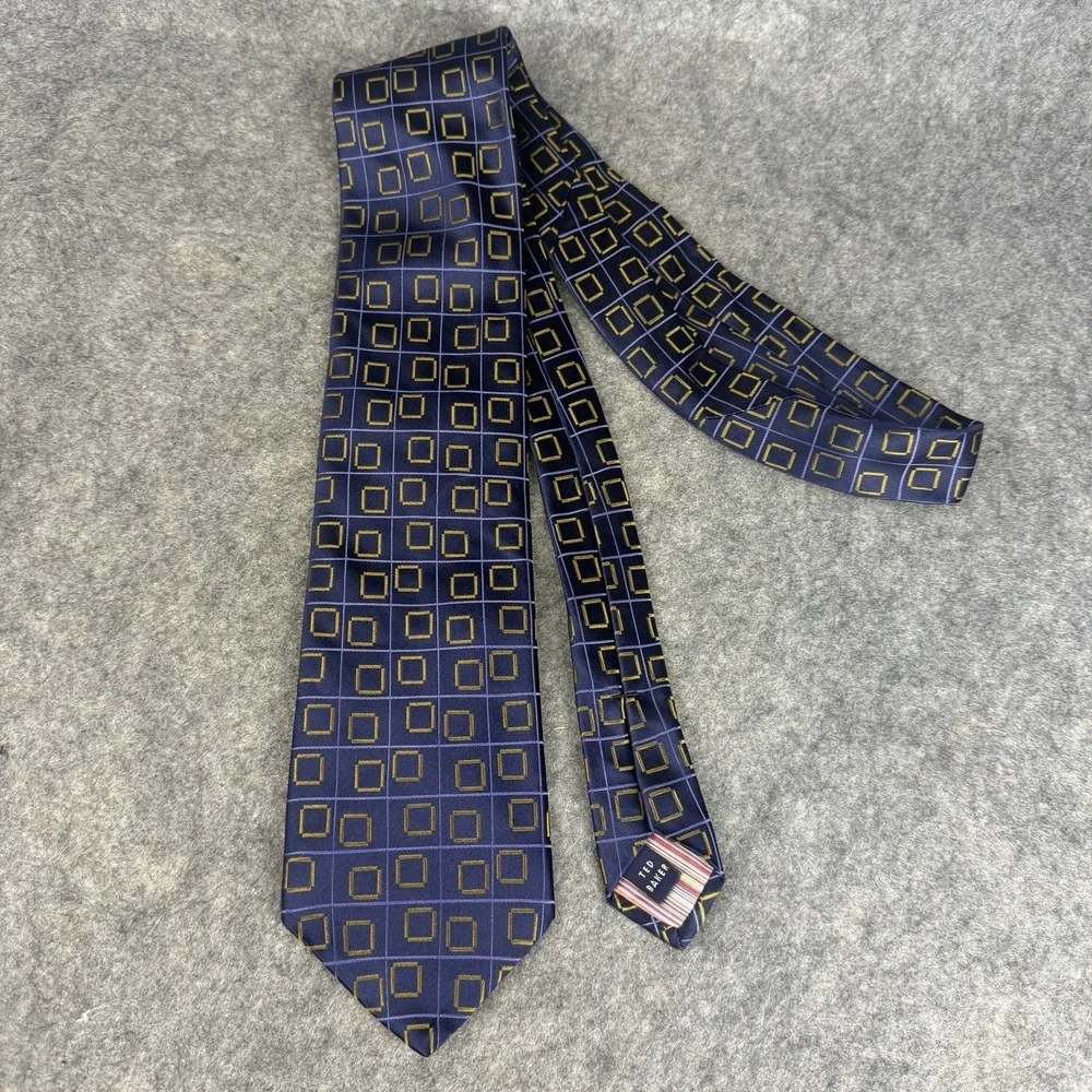 Ted Baker London Men's 100% Silk Blue And Gold Tie Tailored‎ In USA